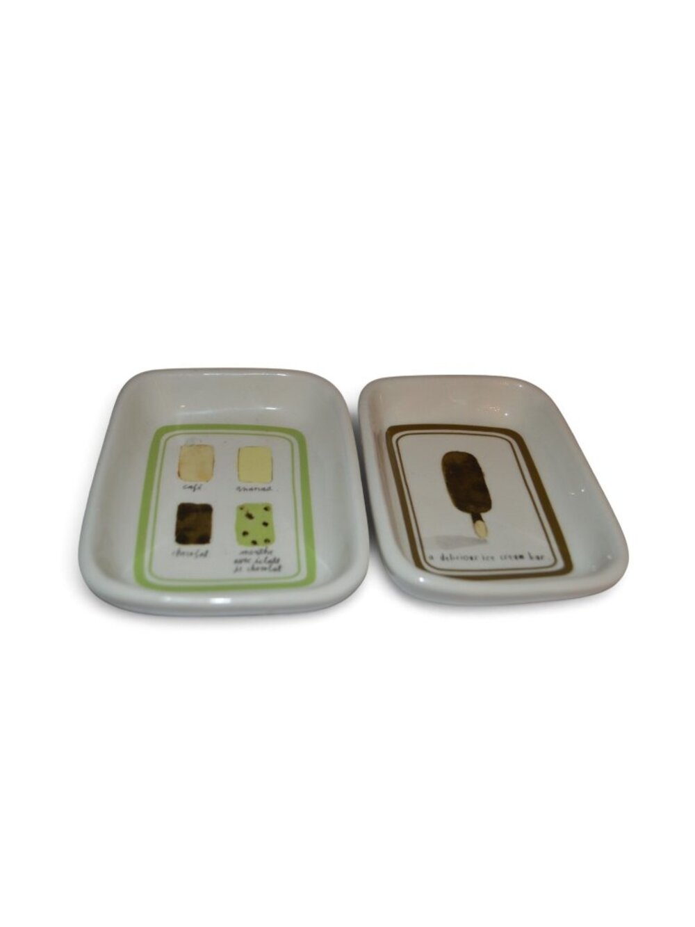 Rae Dunn By Magenta Ice Cream Dessert Plates Set of 2 Ceramic 5" x 4"